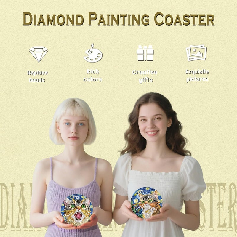 DOTZSO 8 Pcs Animal Diamond Art Coaster Kits with Holder,Diamond Painting Coasters for Adults Beginners,Party Home Decor Abstract,Fun Gifts for Women - Image 4